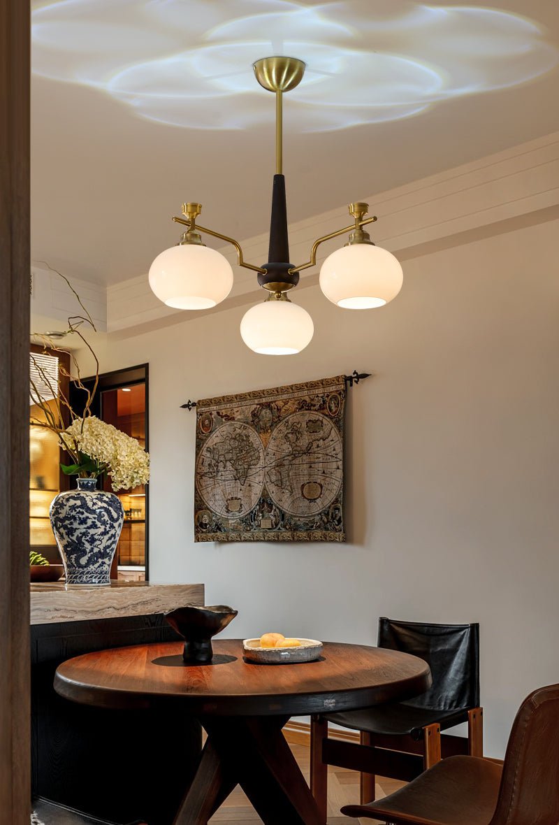 Velirara Chandelier Traditionnel Unique Sphère Bois Verre - Neutralighting