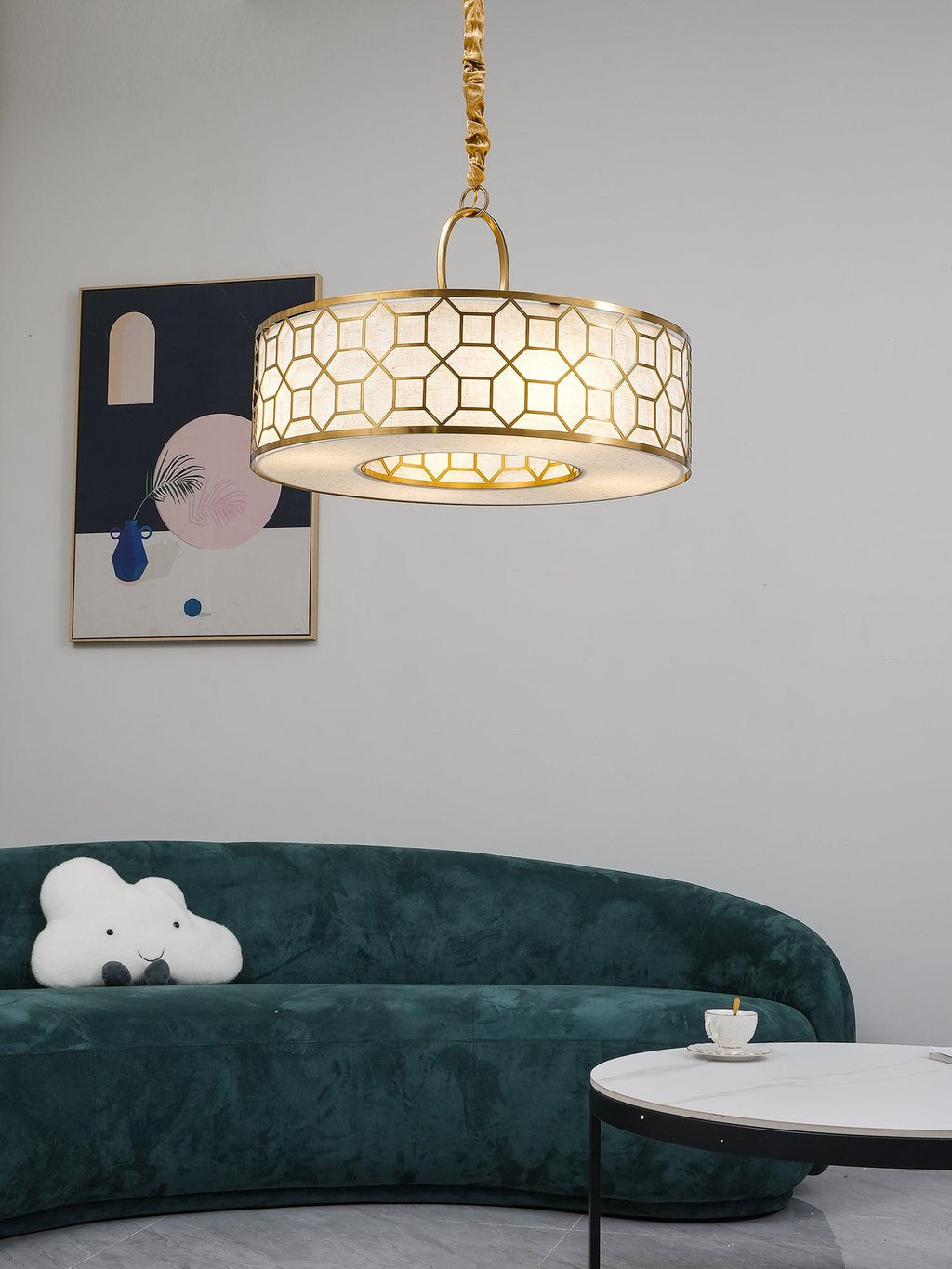Arshaor Suspension Ronde en Cuivre et Verre Élégante - Neutralighting