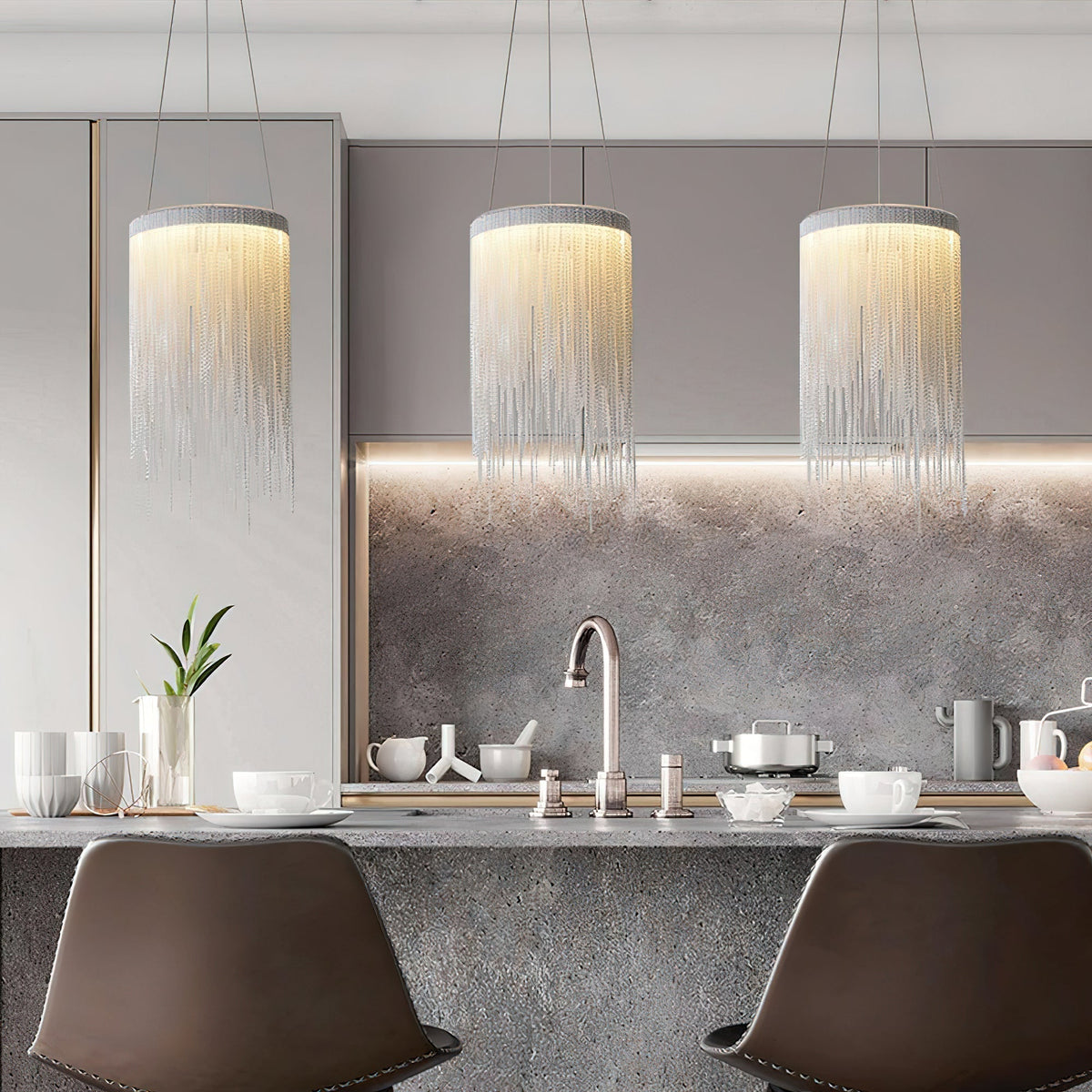 Arsoliel Suspension en Chaîne à Franges de Luxe Postmoderne - Neutralighting