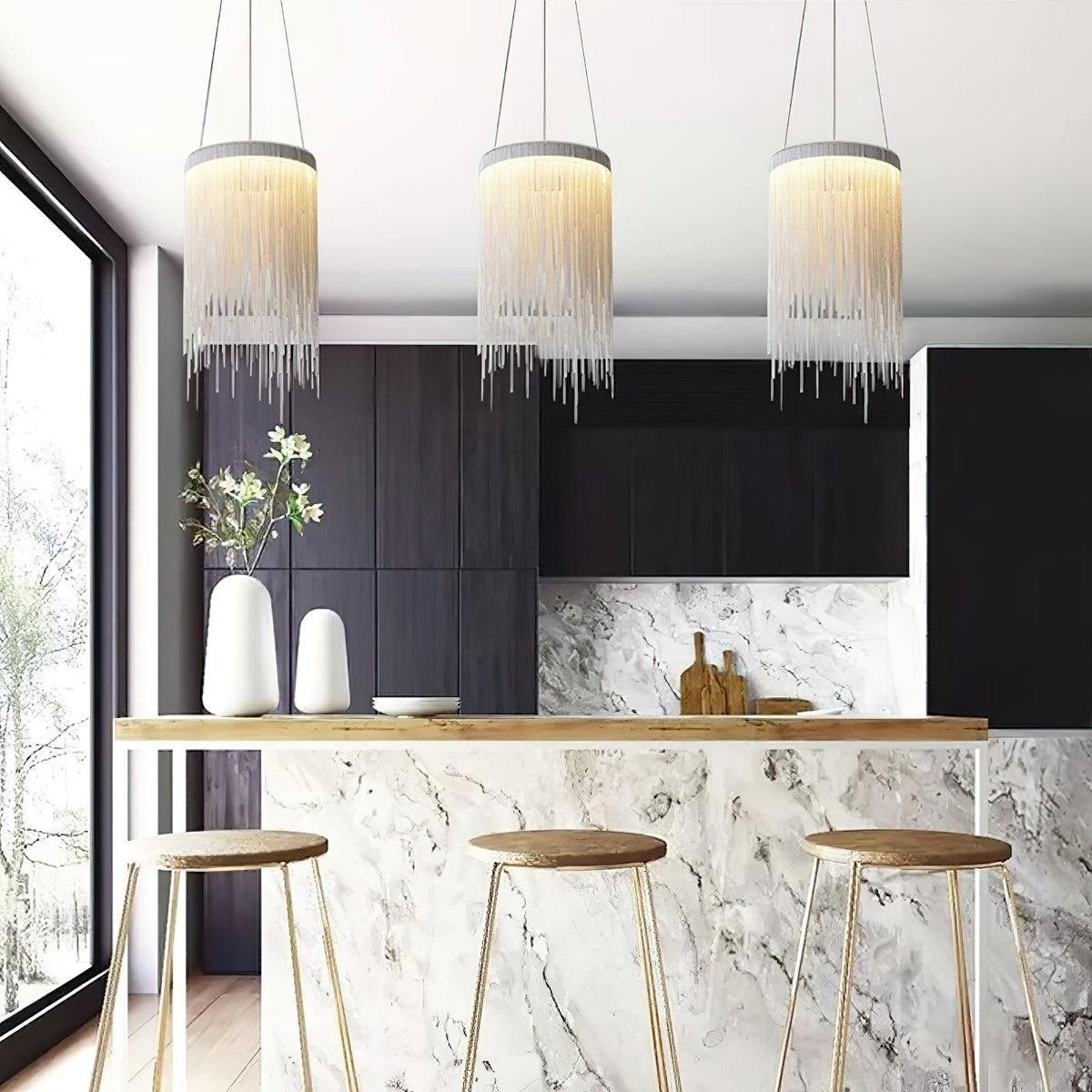 Arsoliel Suspension en Chaîne à Franges de Luxe Postmoderne - Neutralighting