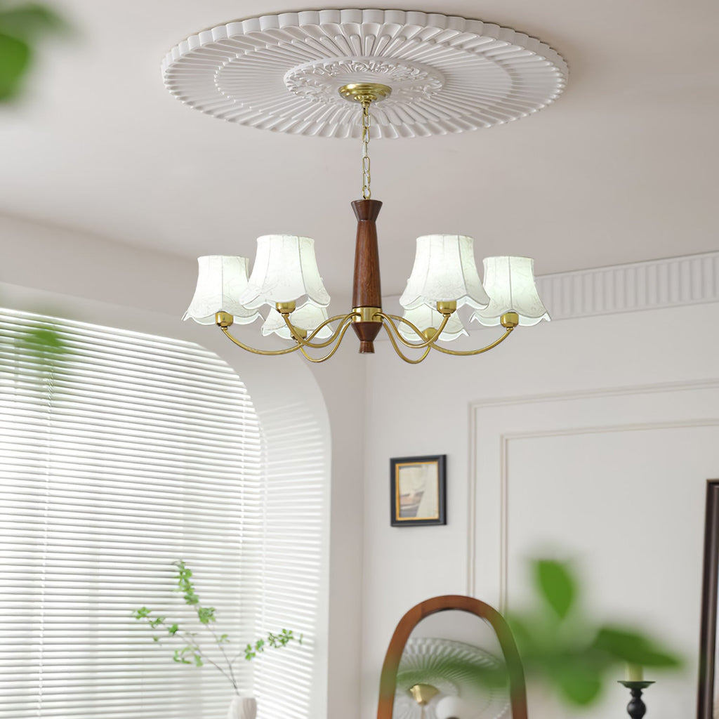 Lustra Chandelier Laiton Tissu Bras Courbés - Neutralighting