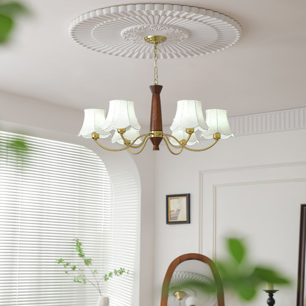 Lustra Chandelier Laiton Tissu Bras Courbés - Neutralighting