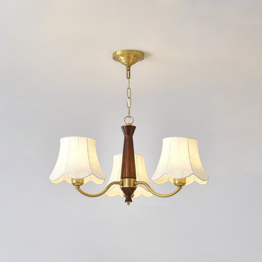 Lustra Chandelier Laiton Tissu Bras Courbés - Neutralighting