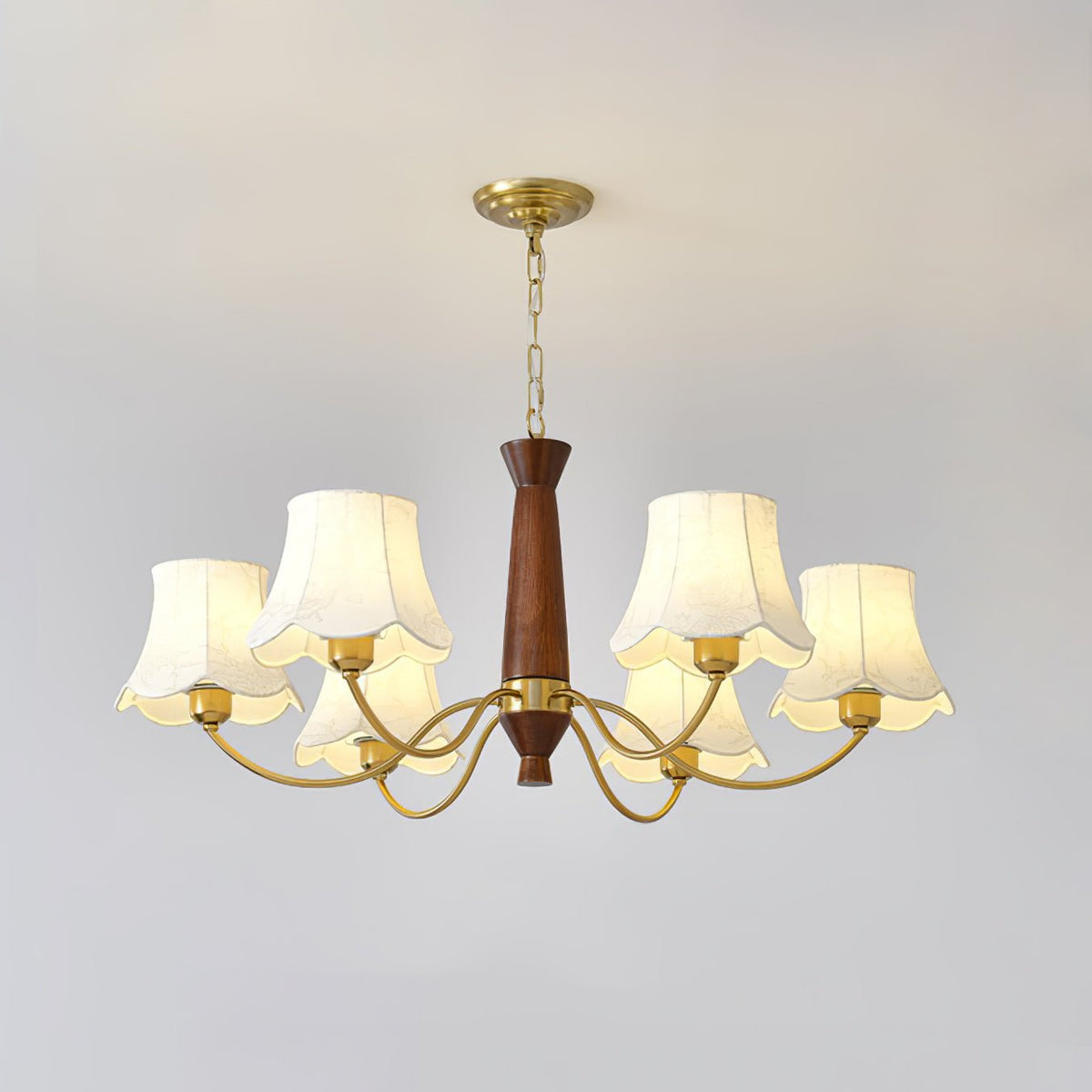 Lustra Chandelier Laiton Tissu Bras Courbés - Neutralighting