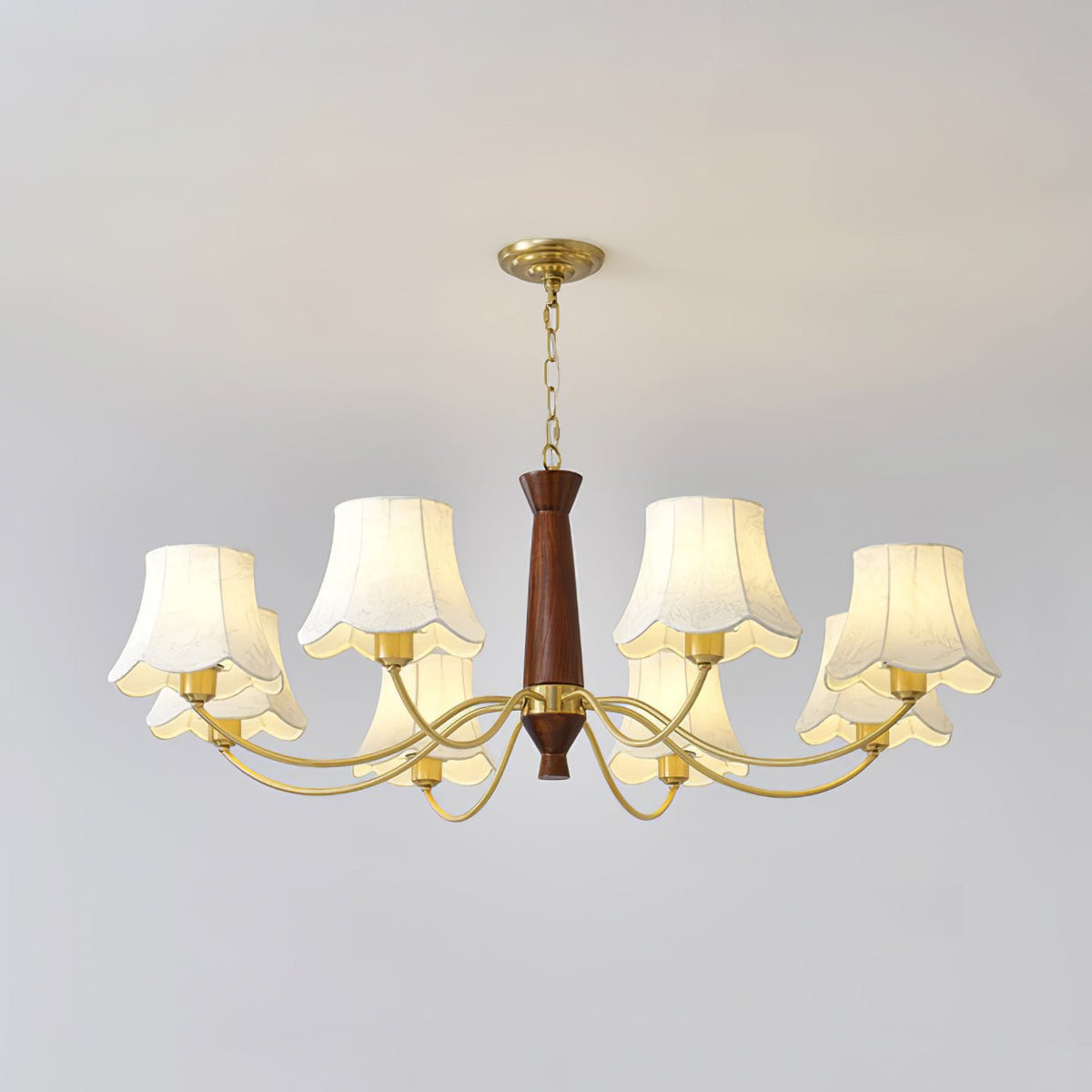 Lustra Chandelier Laiton Tissu Bras Courbés - Neutralighting