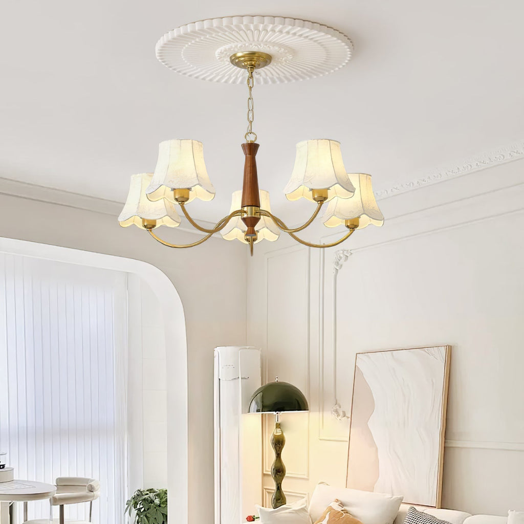 Lustra Chandelier Laiton Tissu Bras Courbés - Neutralighting