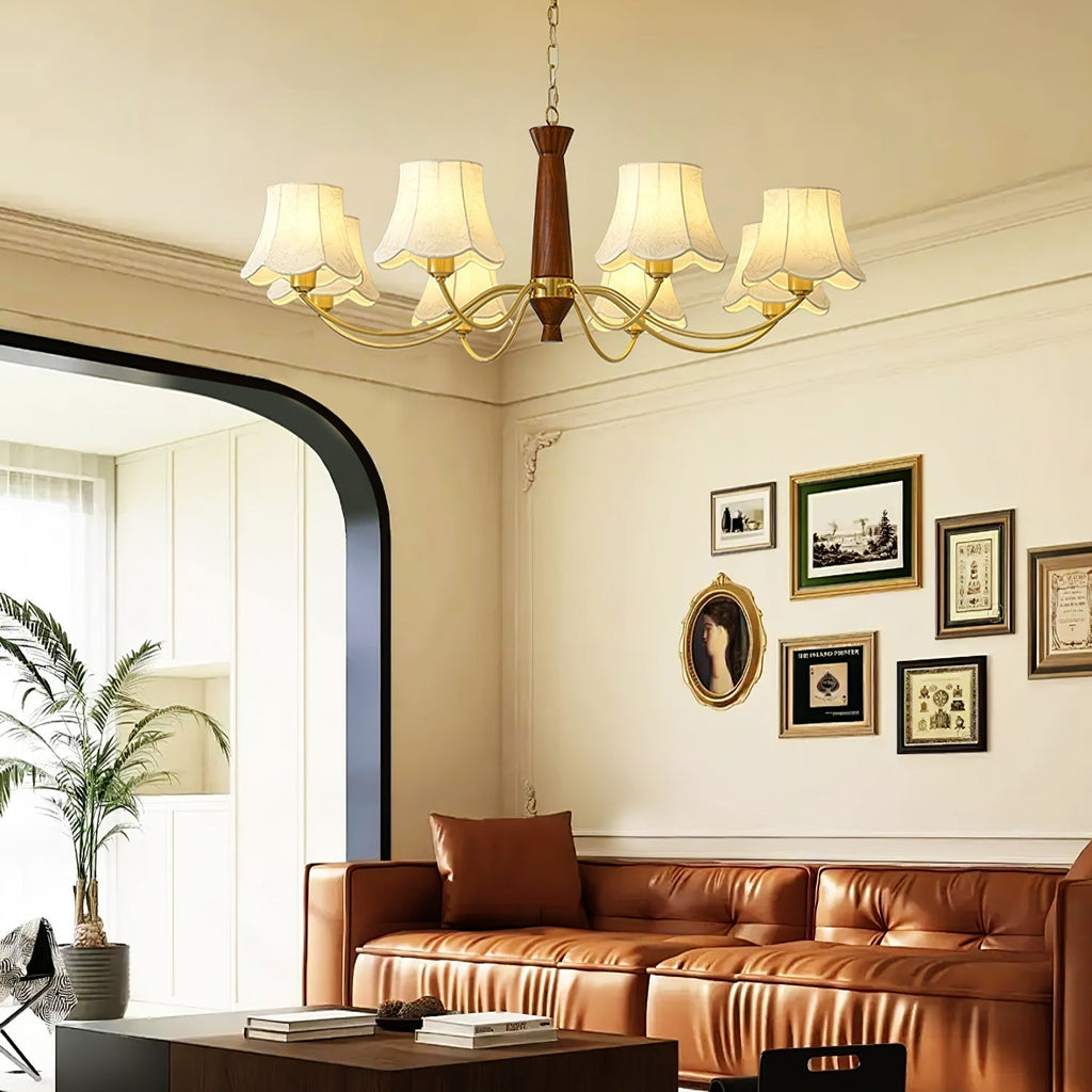 Lustra Chandelier Laiton Tissu Bras Courbés - Neutralighting