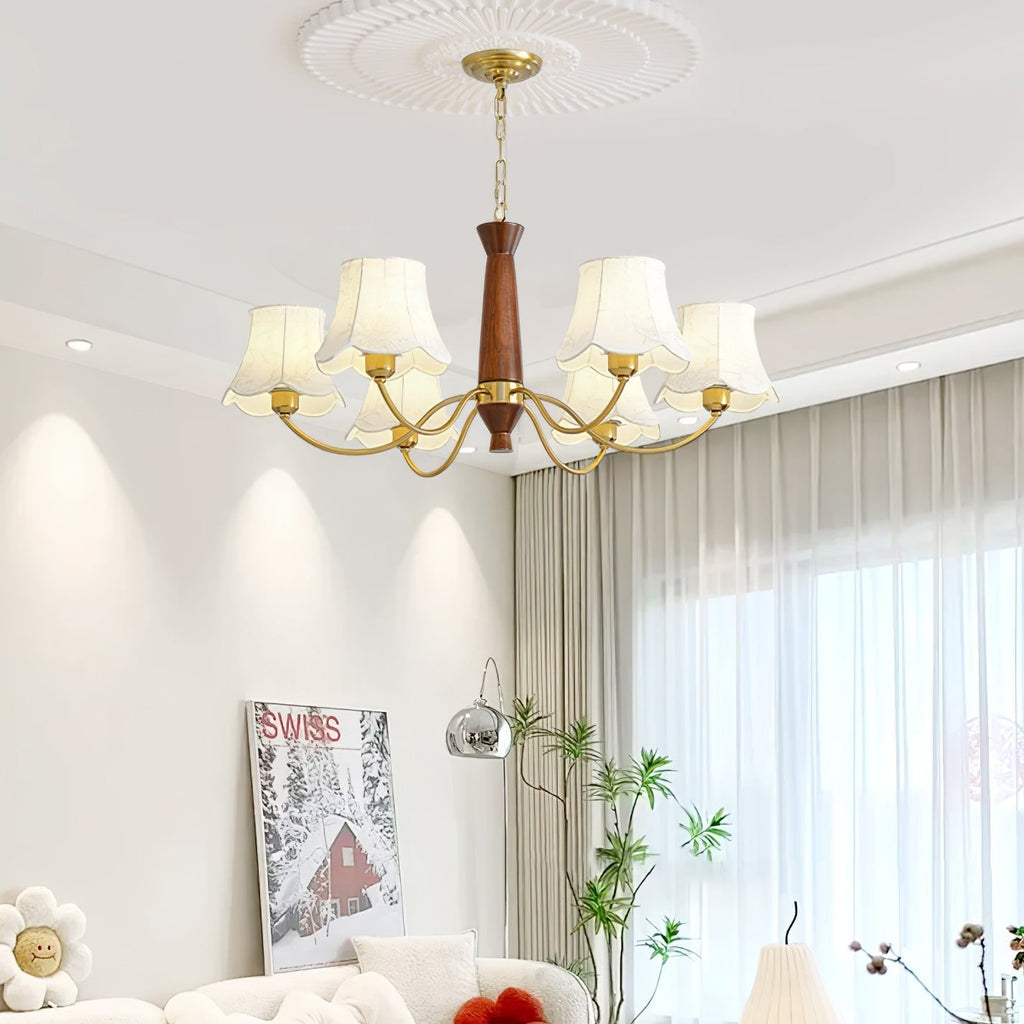 Lustra Chandelier Laiton Tissu Bras Courbés - Neutralighting