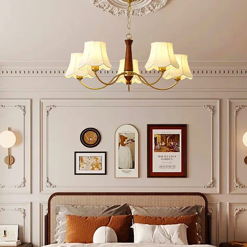 Lustra Chandelier Laiton Tissu Bras Courbés - Neutralighting