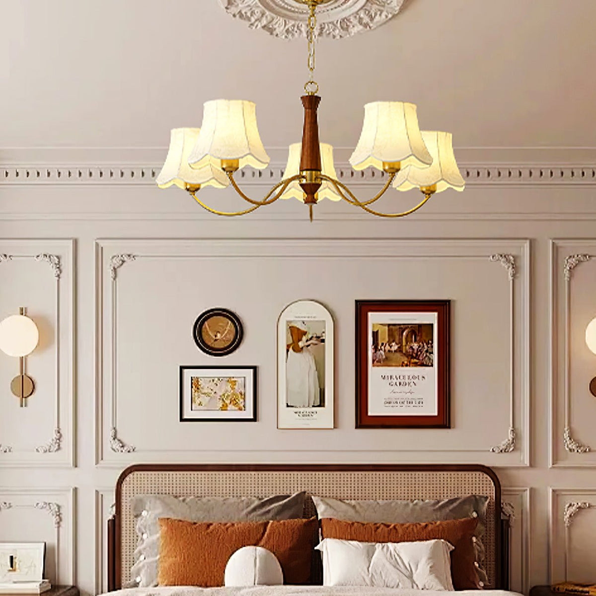 Lustra Chandelier Laiton Tissu Bras Courbés - Neutralighting