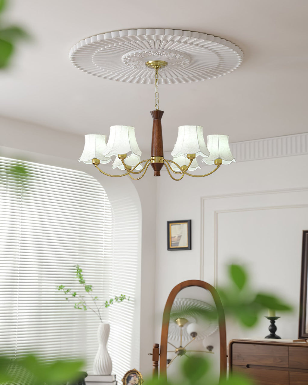 Lustra Chandelier Laiton Tissu Bras Courbés - Neutralighting