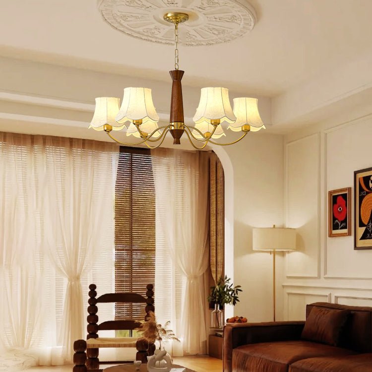 Lustra Chandelier Laiton Tissu Bras Courbés - Neutralighting