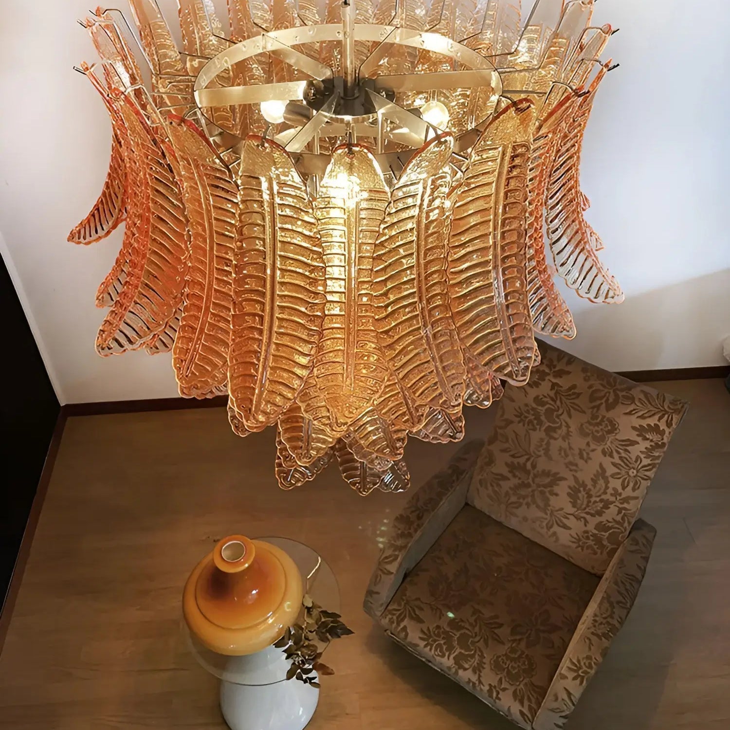 Aurora Chandelier en Verre de Murano Ambre - Neutralighting
