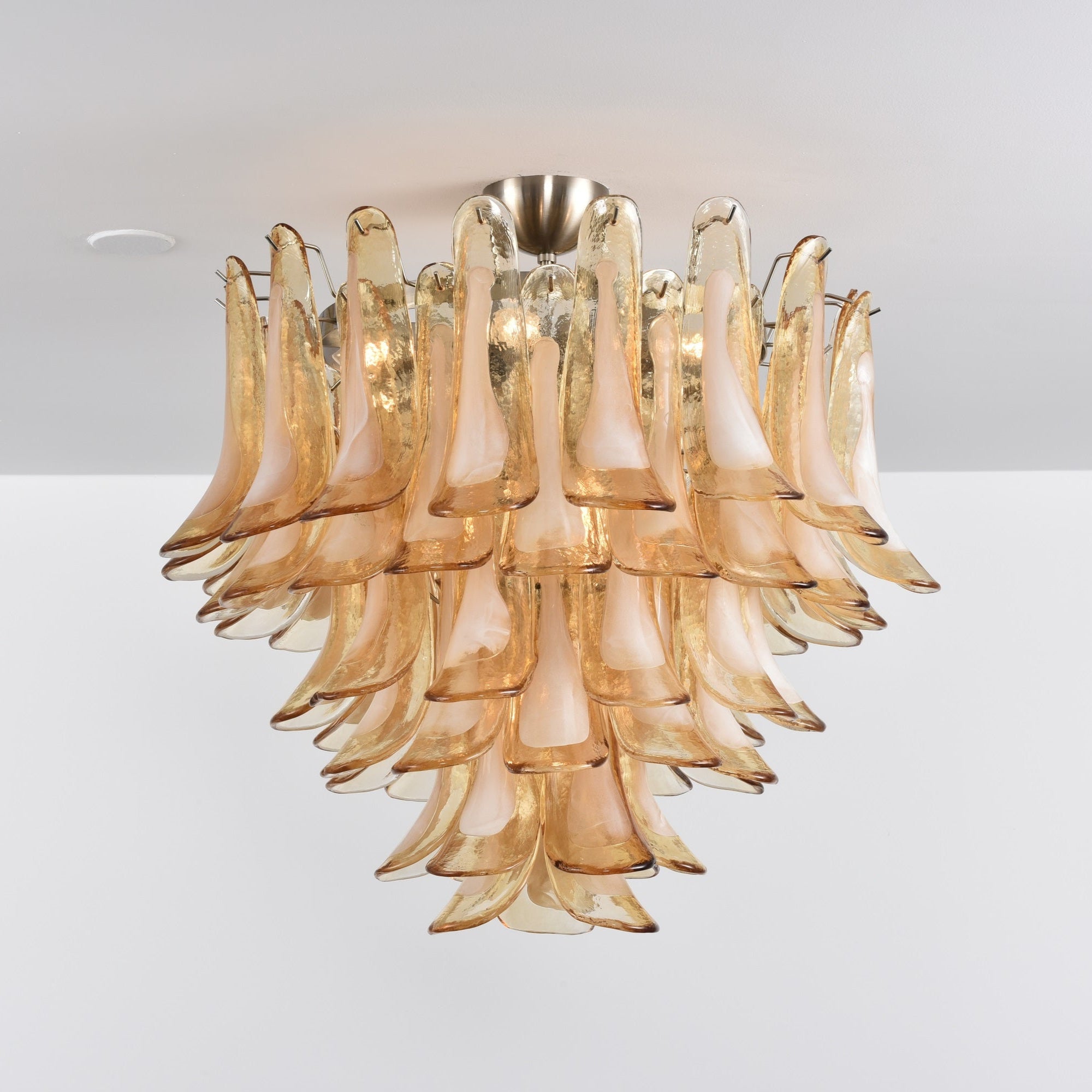 Aurora Plafonnier Ambre Pétale Verre Superposé Vintage - Neutralighting