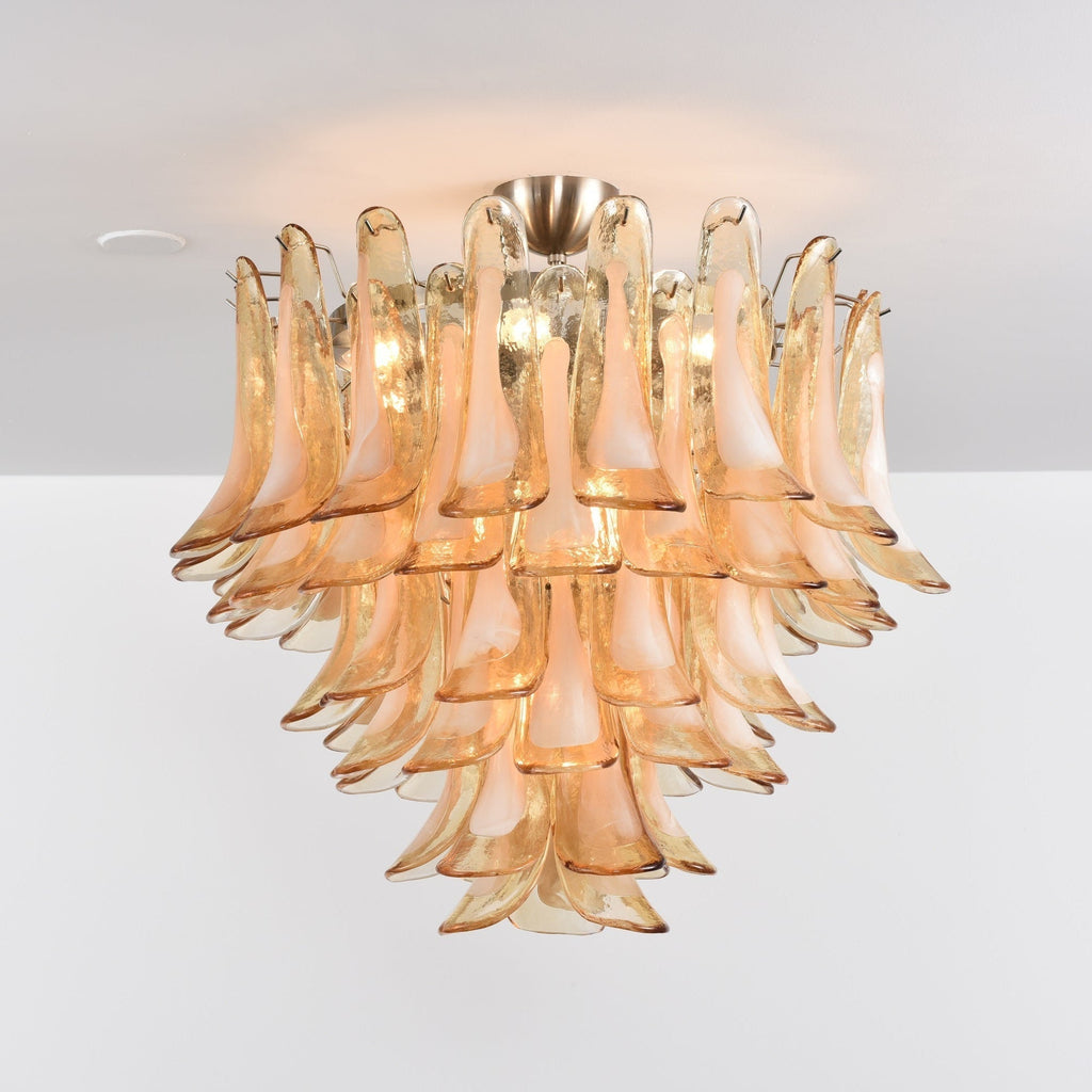 Aurora Plafonnier Ambre Pétale Verre Superposé Vintage - Neutralighting