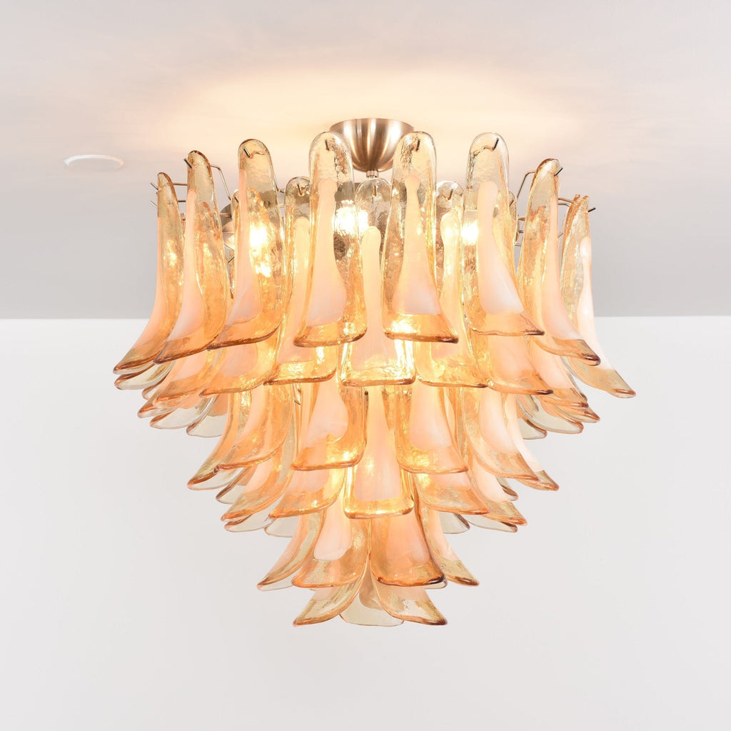 Aurora Plafonnier Ambre Pétale Verre Superposé Vintage - Neutralighting