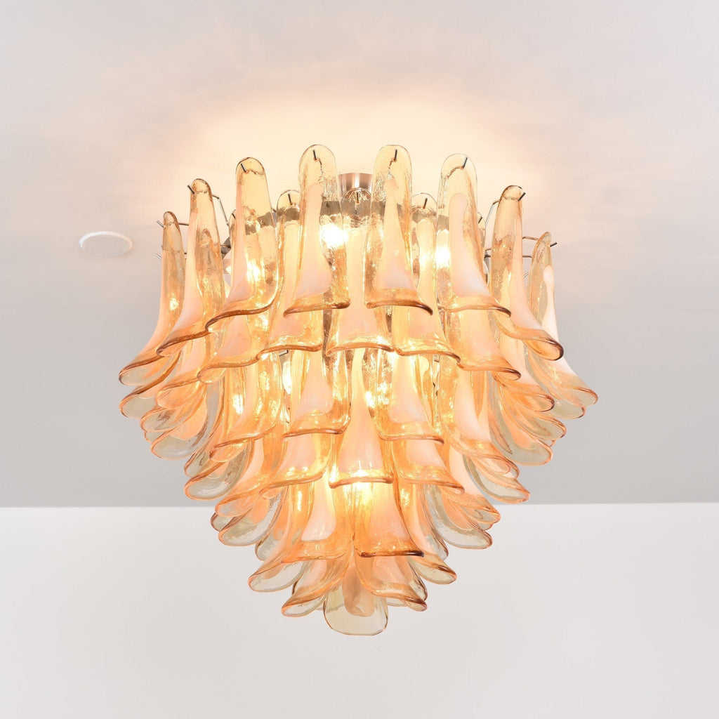 Aurora Plafonnier Ambre Pétale Verre Superposé Vintage - Neutralighting