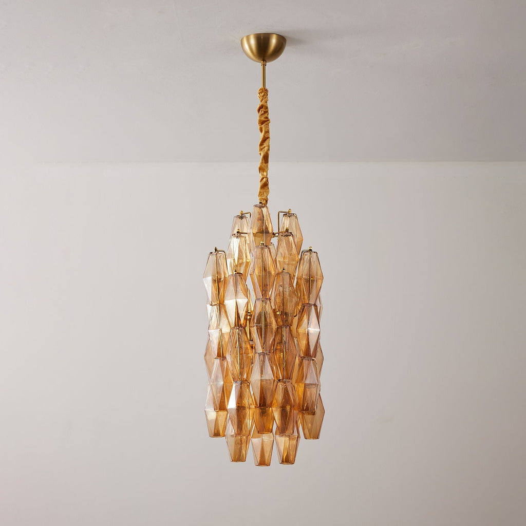Aurora Lustre Ambre Prisme Long Cascadant Verre - Neutralighting