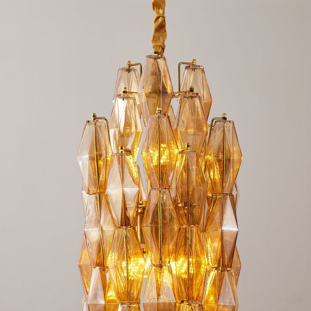 Aurora Lustre Ambre Prisme Long Cascadant Verre - Neutralighting