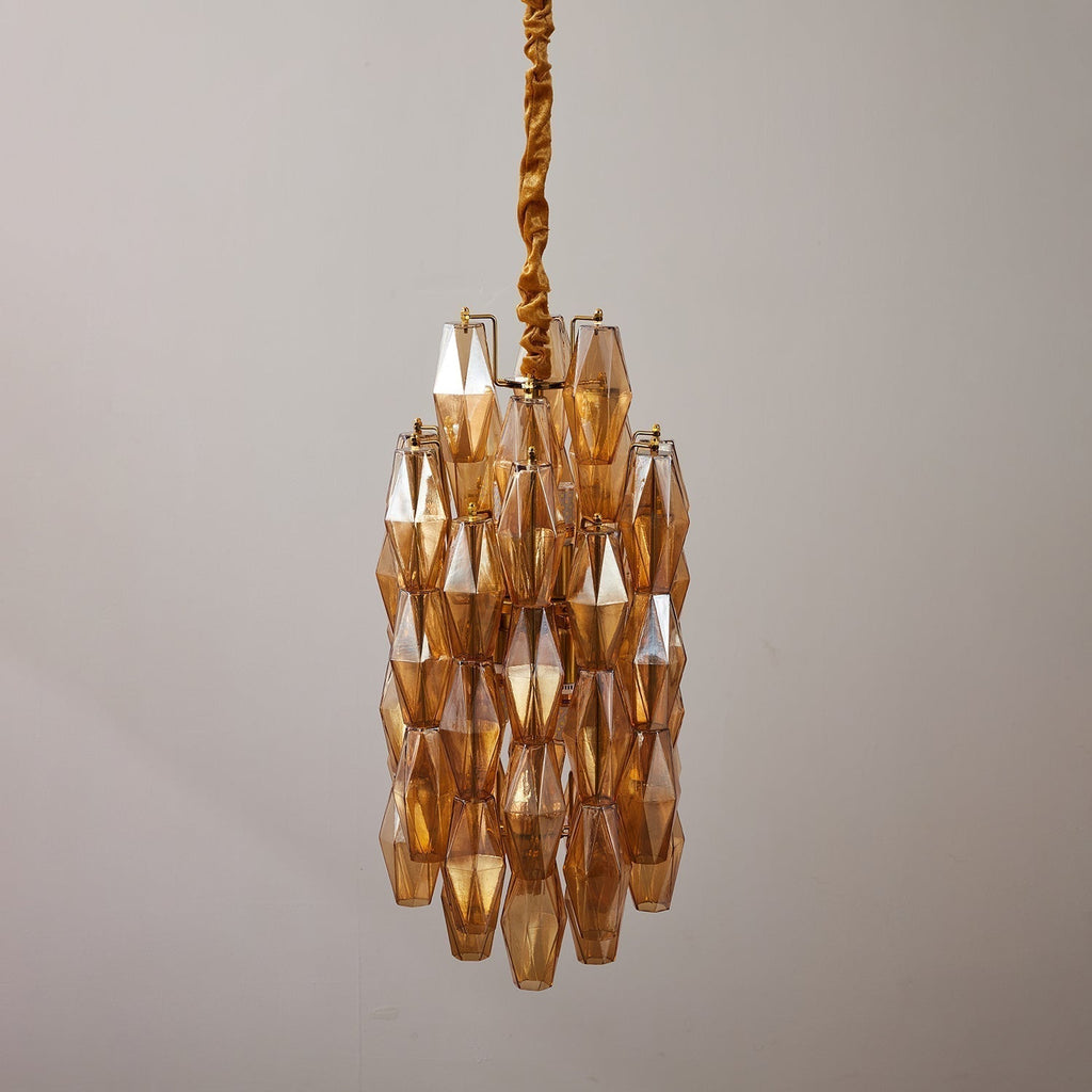 Aurora Lustre Ambre Prisme Long Cascadant Verre - Neutralighting