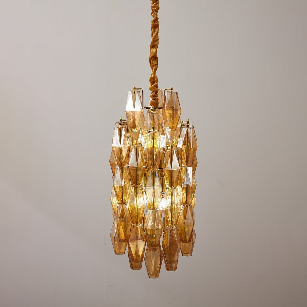 Aurora Lustre Ambre Prisme Long Cascadant Verre - Neutralighting