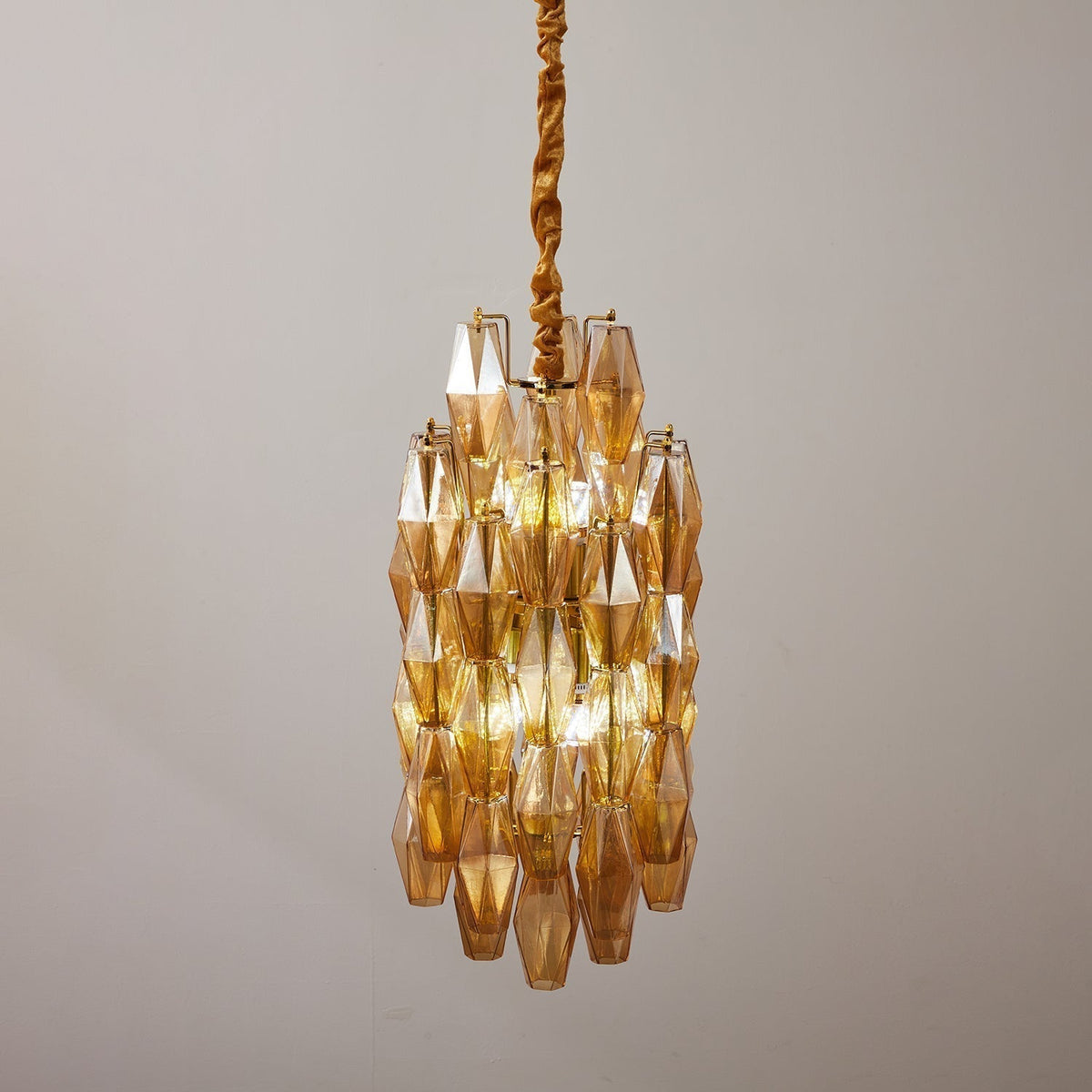 Aurora Lustre Ambre Prisme Long Cascadant Verre - Neutralighting