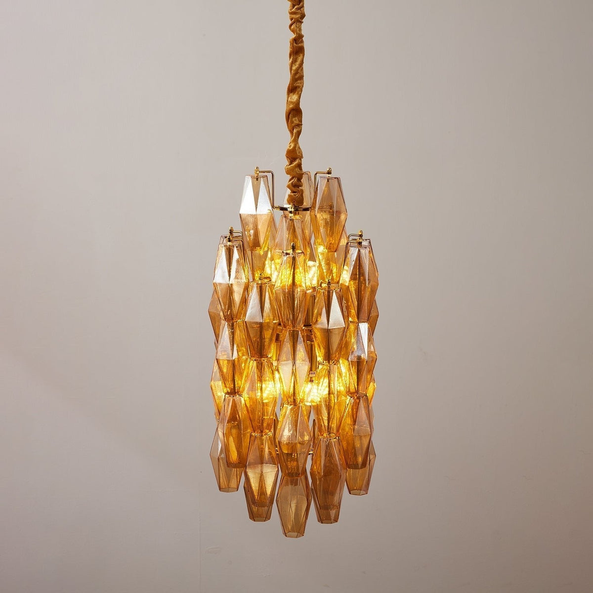 Aurora Lustre Ambre Prisme Long Cascadant Verre - Neutralighting
