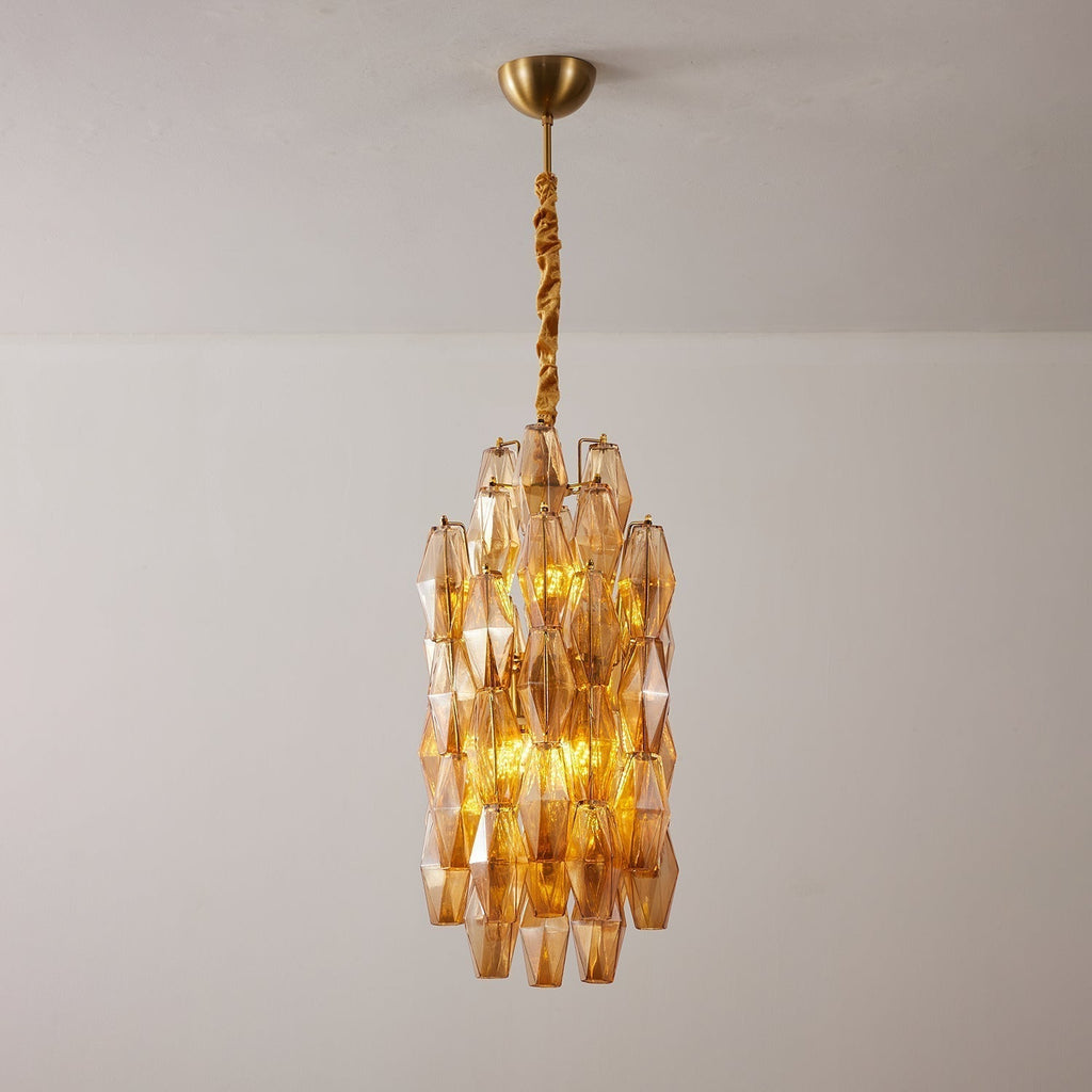 Aurora Lustre Ambre Prisme Long Cascadant Verre - Neutralighting