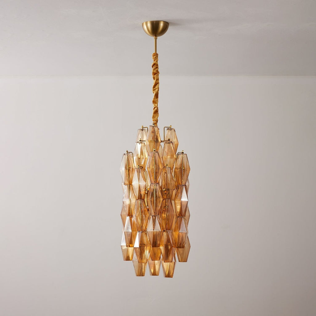 Aurora Lustre Ambre Prisme Long Cascadant Verre - Neutralighting