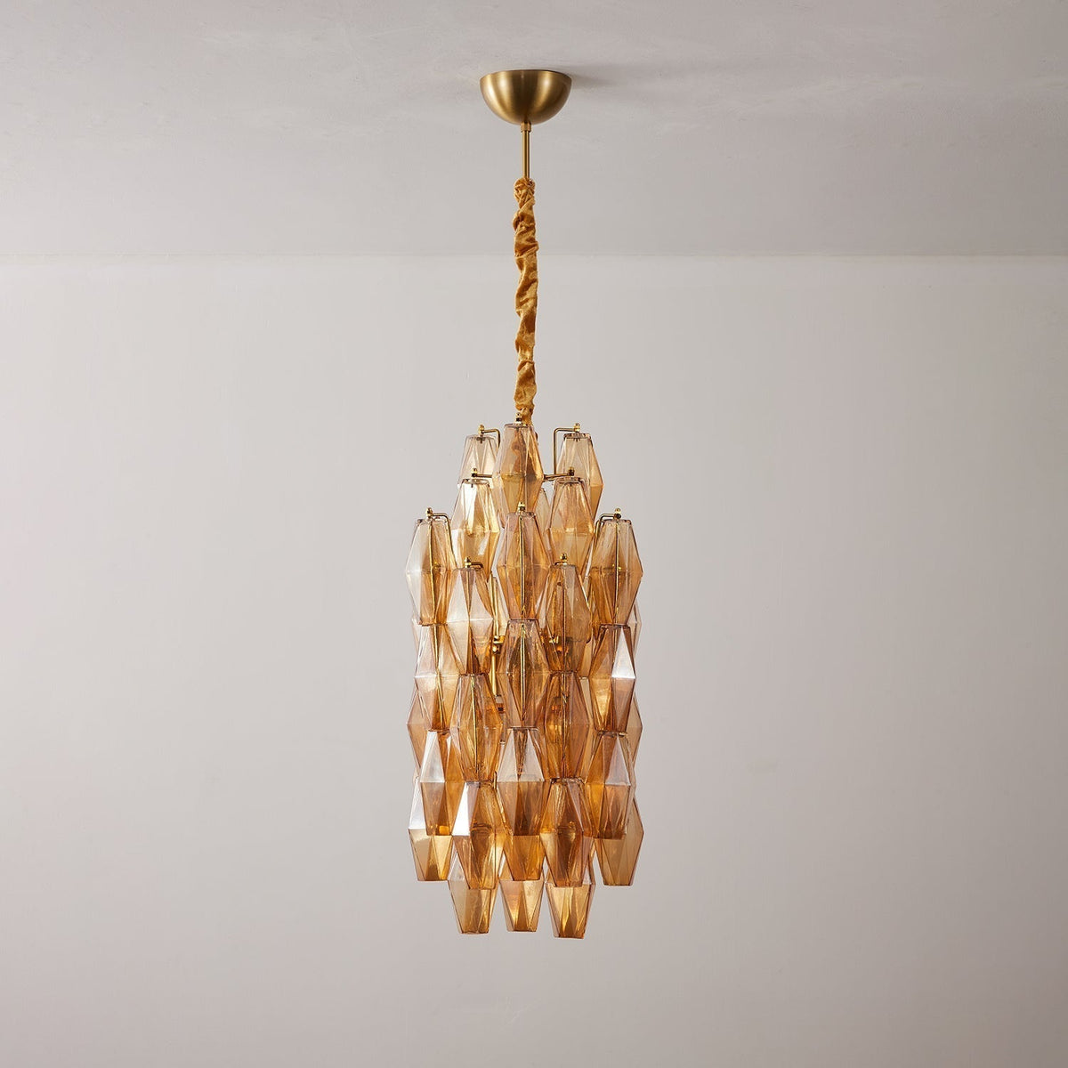 Aurora Lustre Ambre Prisme Long Cascadant Verre - Neutralighting
