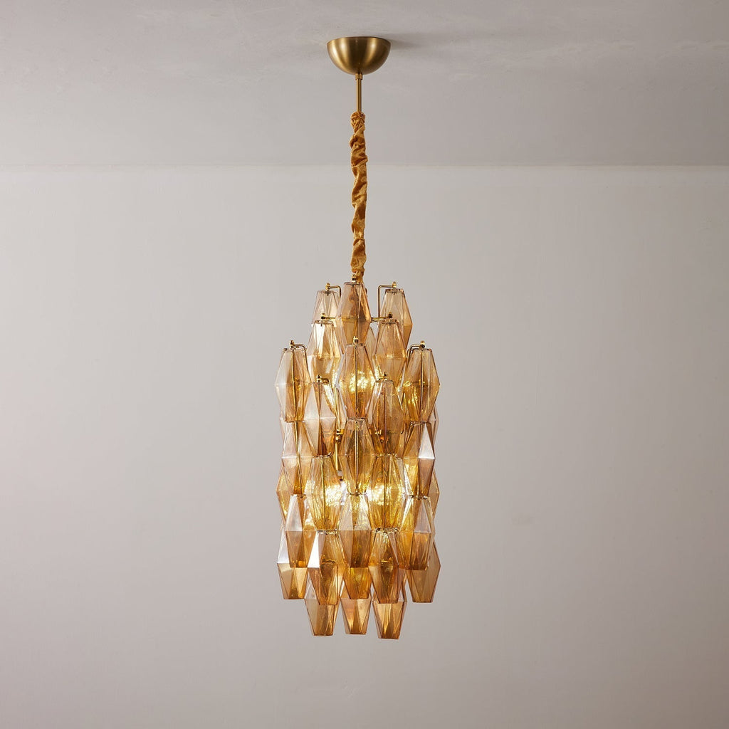 Aurora Lustre Ambre Prisme Long Cascadant Verre - Neutralighting