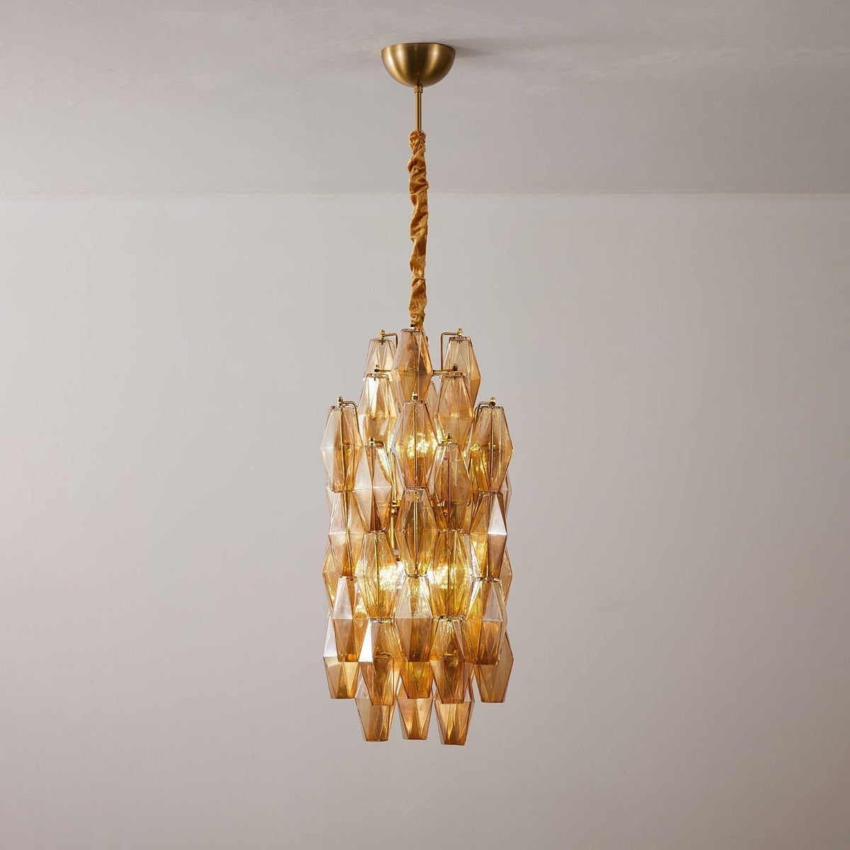 Aurora Lustre Ambre Prisme Long Cascadant Verre - Neutralighting