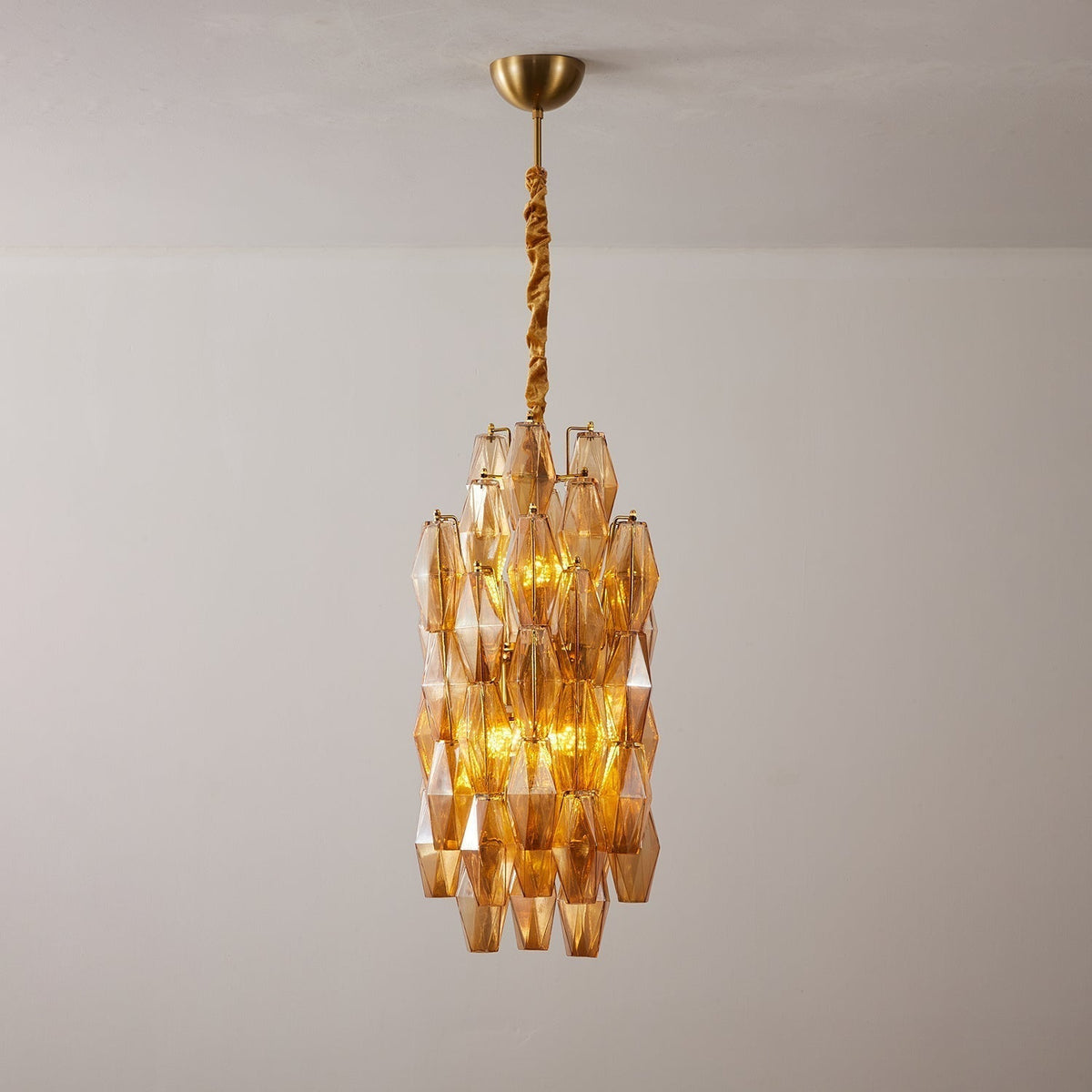 Aurora Lustre Ambre Prisme Long Cascadant Verre - Neutralighting
