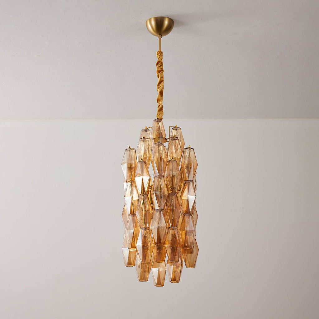 Aurora Lustre Ambre Prisme Long Cascadant Verre - Neutralighting