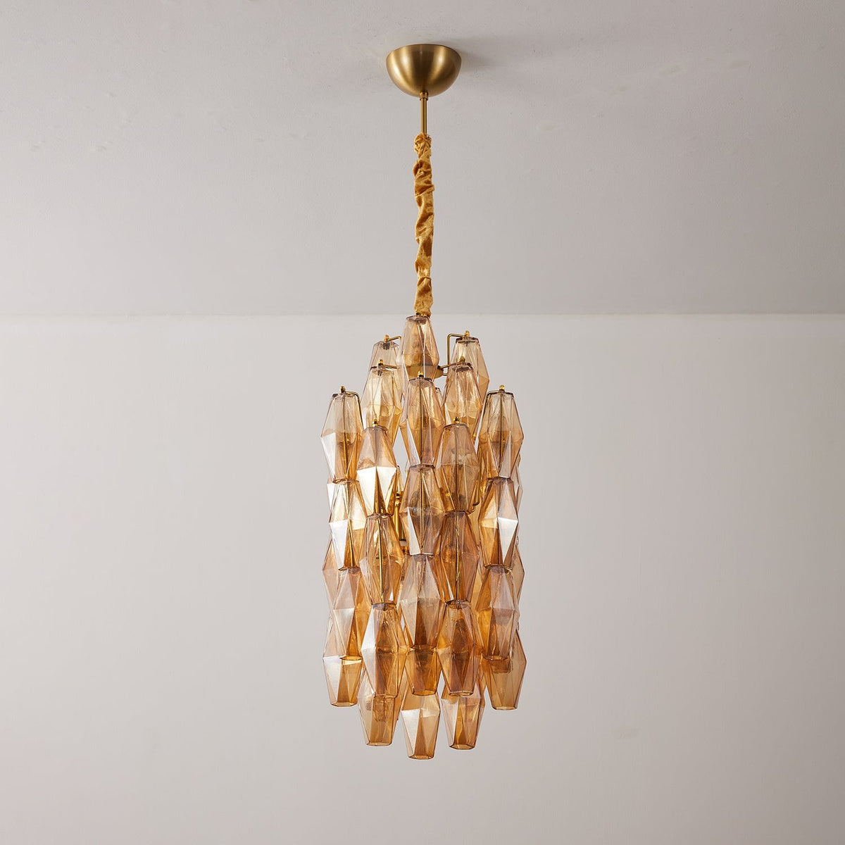 Aurora Lustre Ambre Prisme Long Cascadant Verre - Neutralighting
