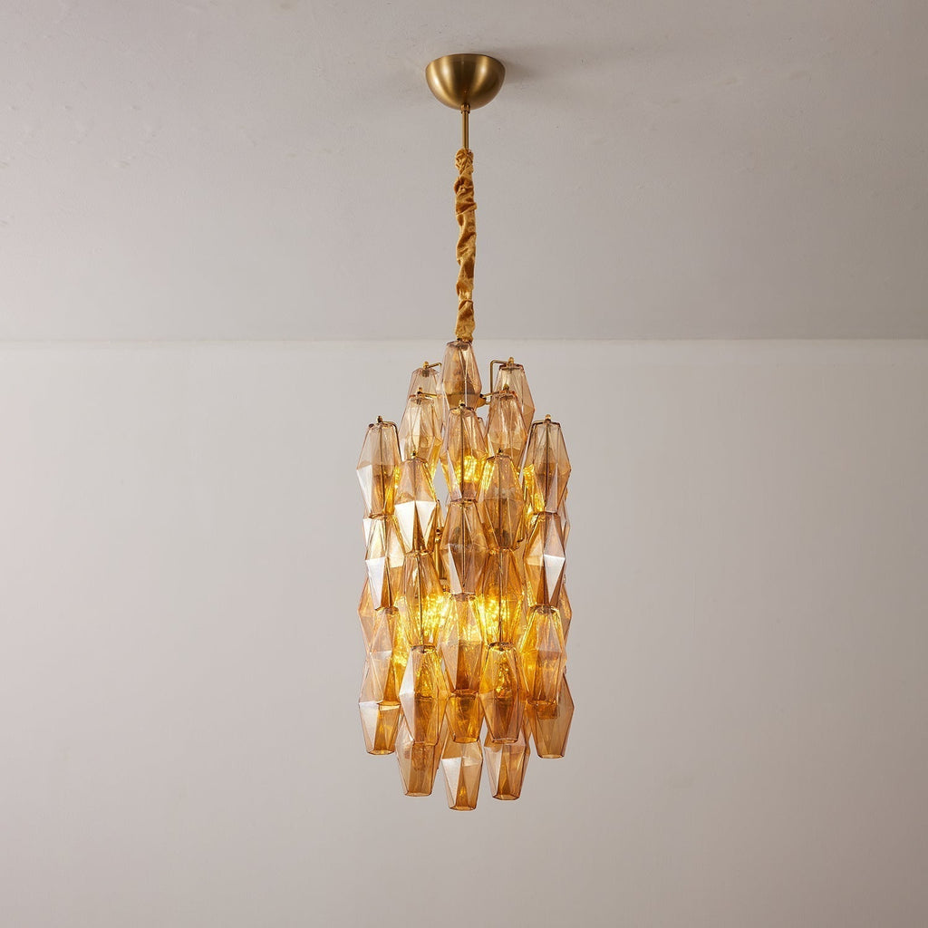 Aurora Lustre Ambre Prisme Long Cascadant Verre - Neutralighting