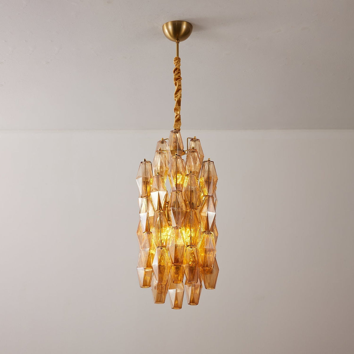 Aurora Lustre Ambre Prisme Long Cascadant Verre - Neutralighting