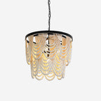 Amelia Lustre Perles de Bois Drapées Rustique - Neutralighting