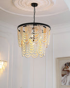 Amelia Lustre Perles de Bois Drapées Rustique - Neutralighting