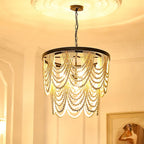 Amelia Lustre Perles de Bois Drapées Rustique - Neutralighting