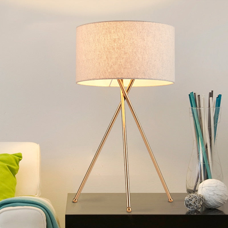 Mira Lampadaire/Lampe de Table Cylindre Moderne, Métal/Tissu, Blanc, Salon - Neutralighting