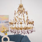 Lustra Suspension Lampe Gouttes et Feuilles Dorées - Neutralighting