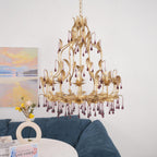 Lustra Suspension Lampe Gouttes et Feuilles Dorées - Neutralighting