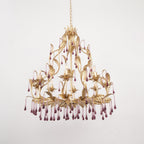 Lustra Suspension Lampe Gouttes et Feuilles Dorées - Neutralighting