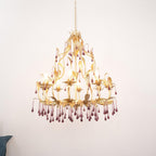 Lustra Suspension Lampe Gouttes et Feuilles Dorées - Neutralighting