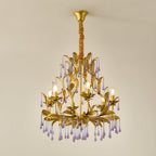 Lustra Suspension Lampe Gouttes et Feuilles Dorées - Neutralighting