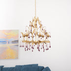 Lustra Suspension Lampe Gouttes et Feuilles Dorées - Neutralighting