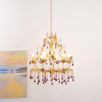Lustra Lustre Murano Violet Feuilles Dorées Cristal Élégance - Neutralighting