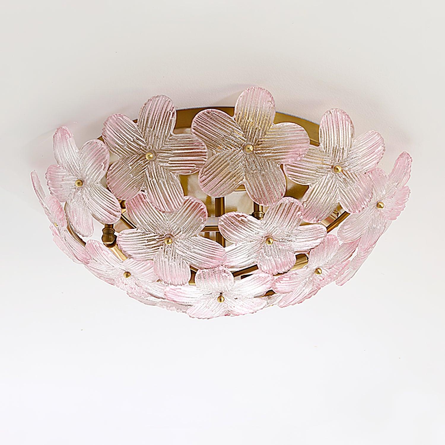 Anan Lustre Plafonnier Floral Verre Pêche - Neutralighting