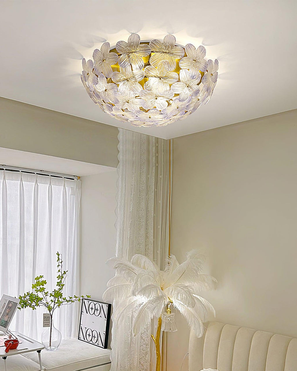 Anan Plafonnier Verre Pétale Couronne Romantique - Neutralighting